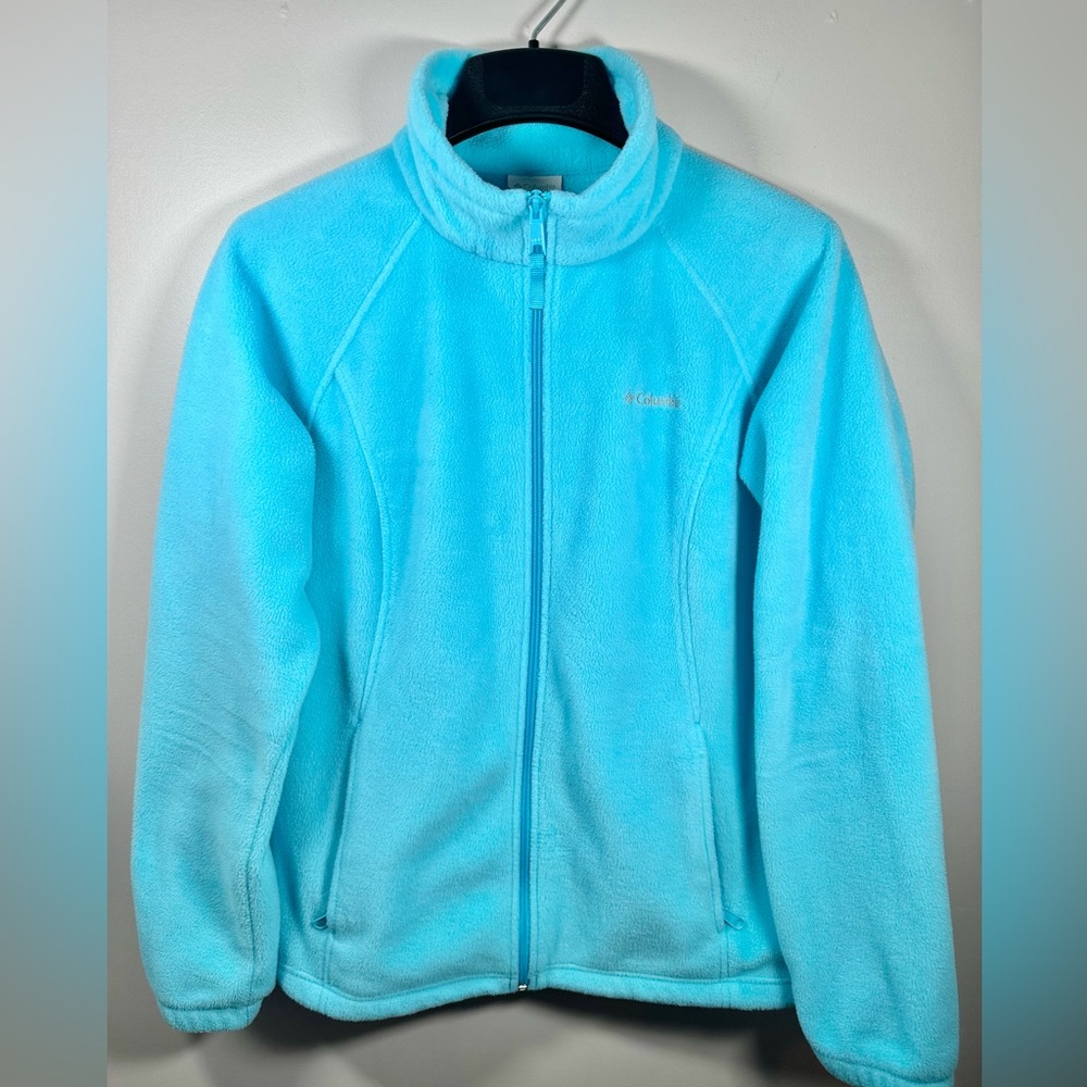 Columbia fleece zip up jacket women’s XL teal blue aqua